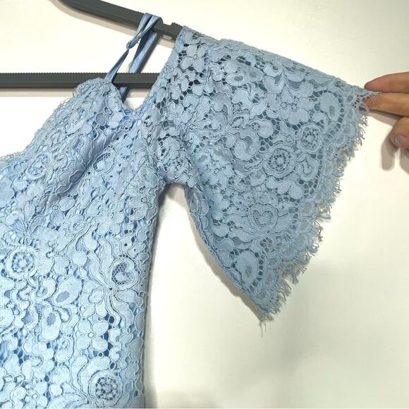 Bardot Karlie Cold Shoulder Blue Lace Midi Cocktail Dress - Picture 7 of 12